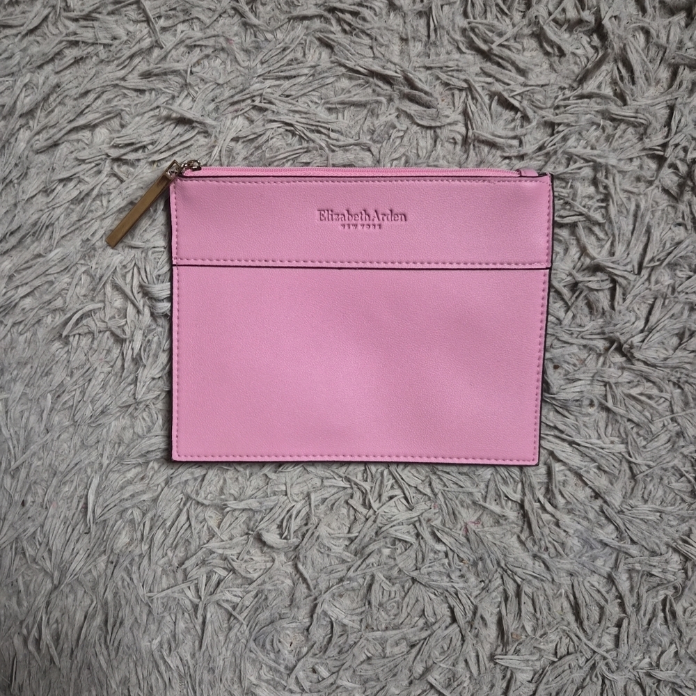 Elizabeth Arden Faux Leather Pouch Mini Clutch Pink Coquette Preppy Spring Summe